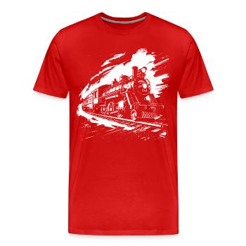 Railway Drawing - Men's Premium Organic T-Shirt - red - Front - Damien (186cm)