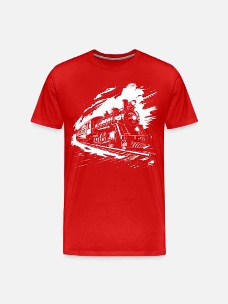 Railway Drawing - Men's Premium Organic T-Shirt - red