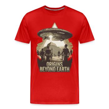 Origines au-delà de la Terre OVNI : mythe ancien - T-shirt bio Premium Homme - rouge - Devant - Damien (186cm)