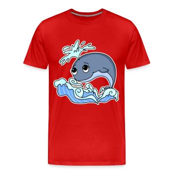 Whale Animal Ocean Graphic - Men's Premium Organic T-Shirt - red - Front - Damien (186cm)