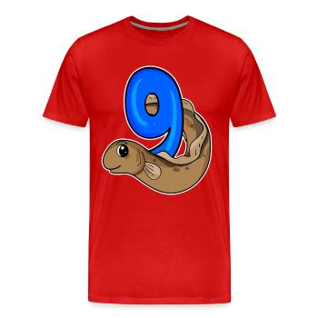 9ème anniversaire motif anguille - 9 ans - T-shirt bio Premium Homme - rouge - Devant - Damien (186cm)