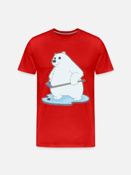 Eisbär Eishockey Eishockeyschläger - Männer Premium Bio T-Shirt - Rot