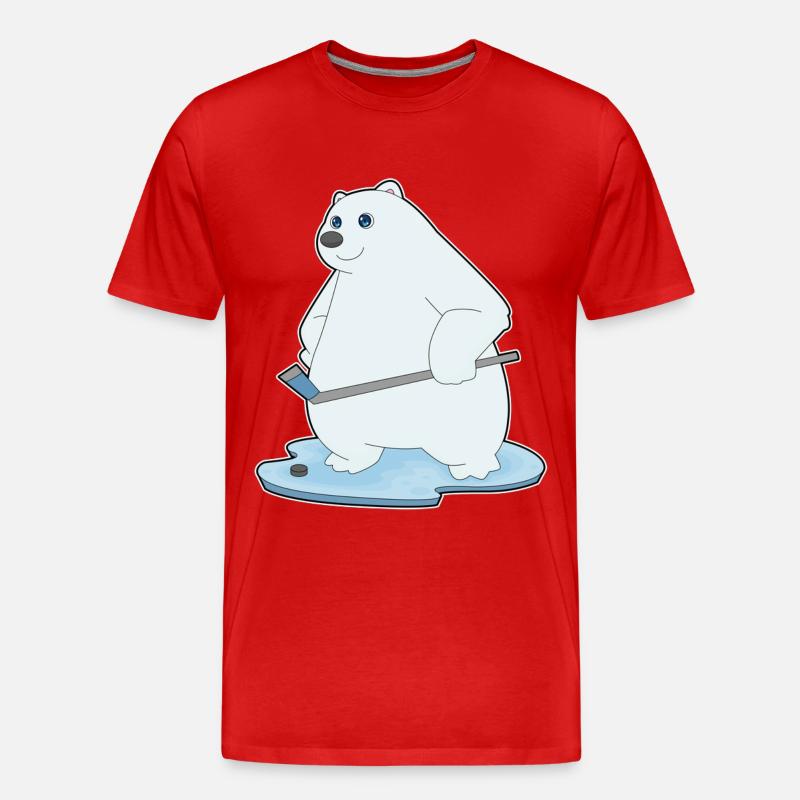 Eisbär Eishockey Eishockeyschläger - Männer Premium Bio T-Shirt - Rot