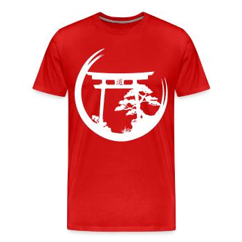 Japanese Atmosphere (White) - Men's Premium Organic T-Shirt - red - Front - Damien (186cm)