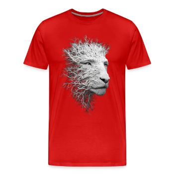 Lionne Racines Surréaliste Nature Artistique Complexe - T-shirt bio Premium Homme - rouge - Devant - Damien (186cm)