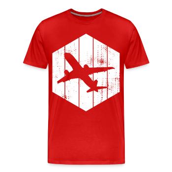 Airplanes Sketch - Men's Premium Organic T-Shirt - red - Front - Damien (186cm)
