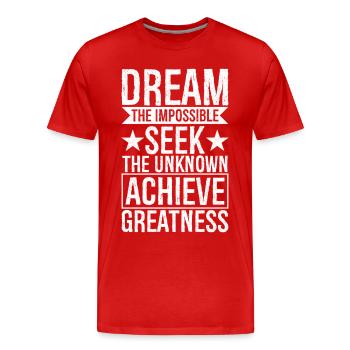 rêver l’Impossible, chercher l’inconnu, réaliser - T-shirt bio Premium Homme - rouge - Devant - Damien (186cm)