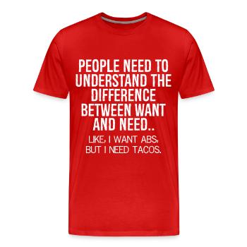 Les gens ont besoin de comprendre la différence entre - T-shirt bio Premium Homme - rouge - Devant - Damien (186cm)