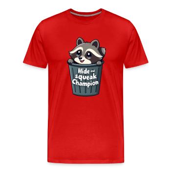 Champion de cache-cache et de grincement - T-shirt bio Premium Homme - rouge - Devant - Damien (186cm)