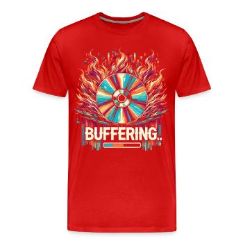 Buffering - Flamingo CD Retro Nostalgic Design - T-shirt bio Premium Homme - rouge - Devant - Damien (186cm)