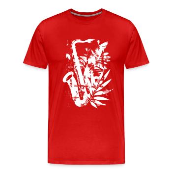 Saxophone Cartoon Style - T-shirt bio Premium Homme - rouge - Devant - Damien (186cm)