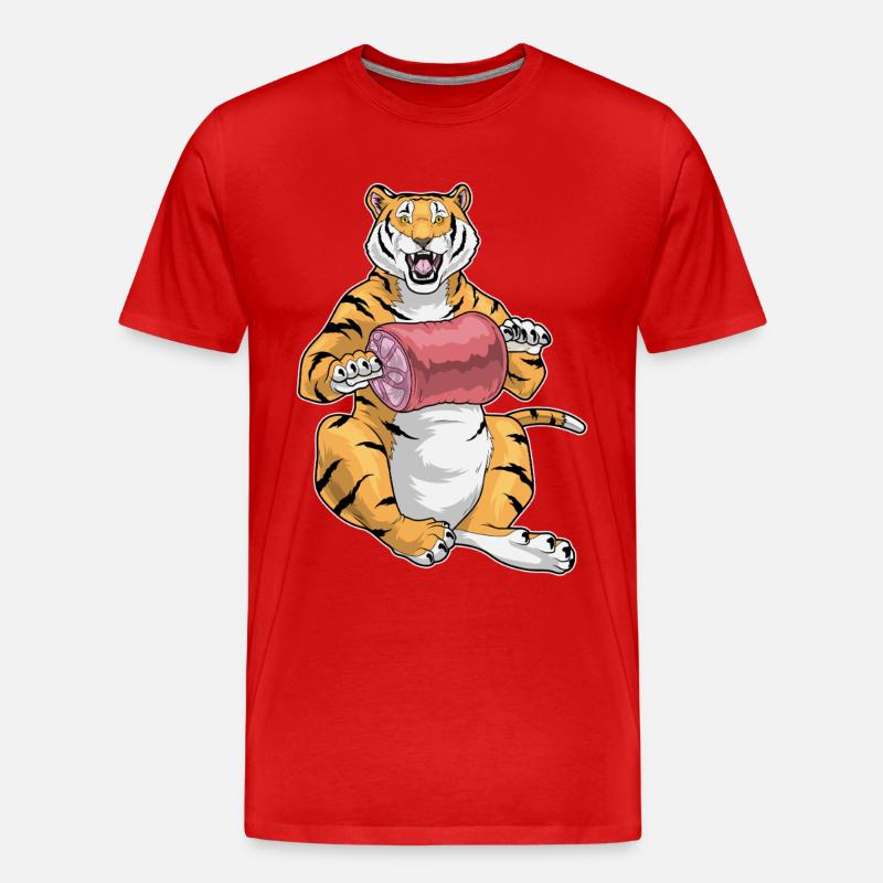 Tiger Fleisch - Männer Premium Bio T-Shirt - Rot