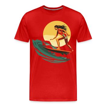 Surfer - Men's Premium Organic T-Shirt - red - Front - Damien (186cm)