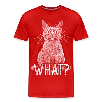 Katze Was Lustige Weiße Katze mit intensivem Horrorblick - Männer Premium Bio T-Shirt - Rot - Vorne - Damien (186cm)