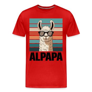 Papa Alpaga Papa Drôle Lama Cadeau de Fête des Pères - T-shirt bio Premium Homme - rouge - Devant - Damien (186cm)
