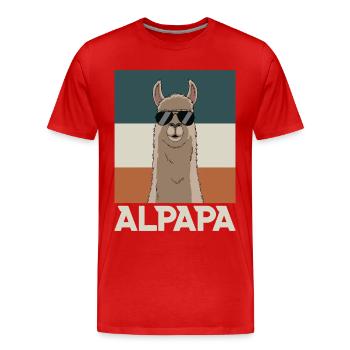 Papa Alpaga Papa Drôle Lama Cadeau de Fête des Pères - T-shirt bio Premium Homme - rouge - Devant - Damien (186cm)