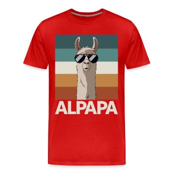 Papa Alpaga Papa Drôle Lama Cadeau de Fête des Pères - T-shirt bio Premium Homme - rouge - Devant - Damien (186cm)
