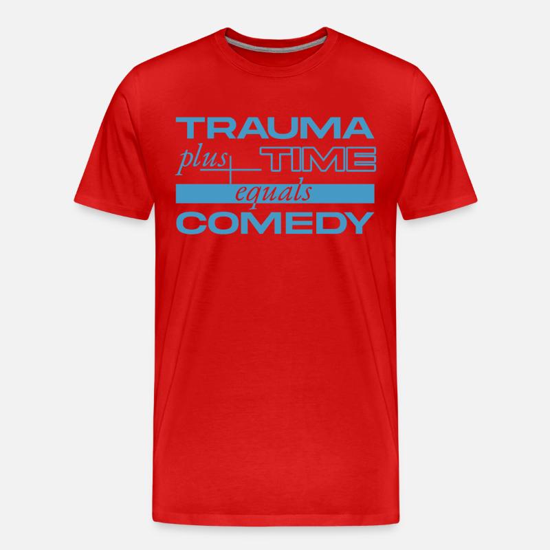 Trauma + Zeit = Comedy - Männer Premium Bio T-Shirt - Rot