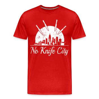 Keine Messer Stadt, - Männer Premium Bio T-Shirt - Rot - Vorne - Damien (186cm)