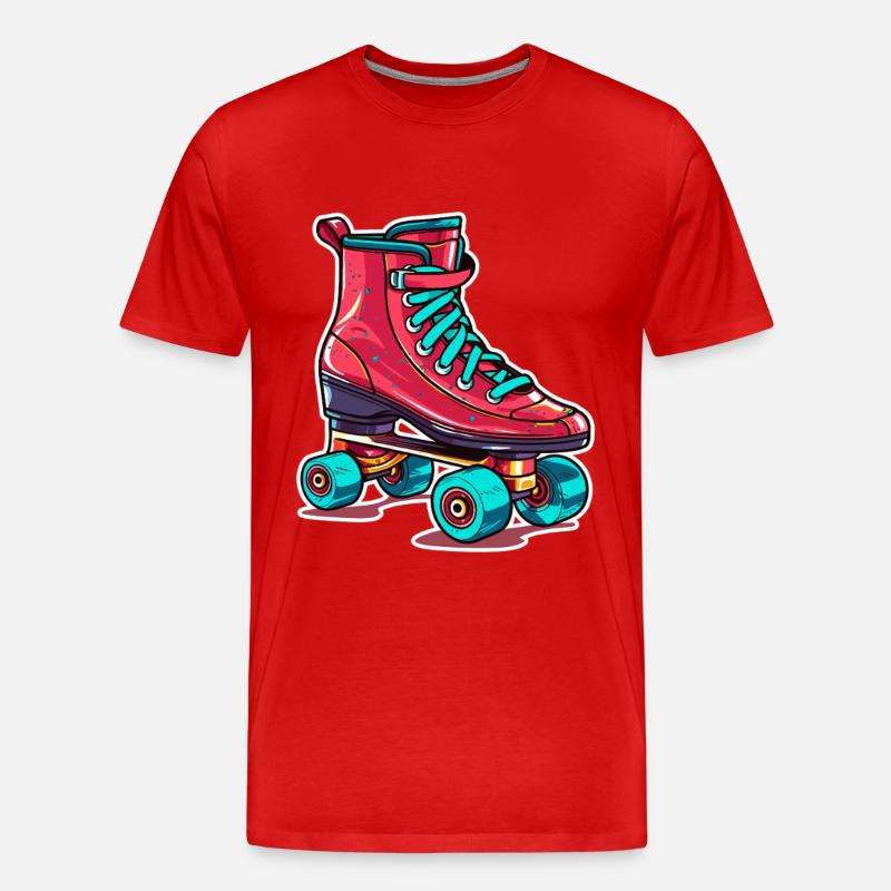 Rollerskates Grafik - Männer Premium Bio T-Shirt - Rot