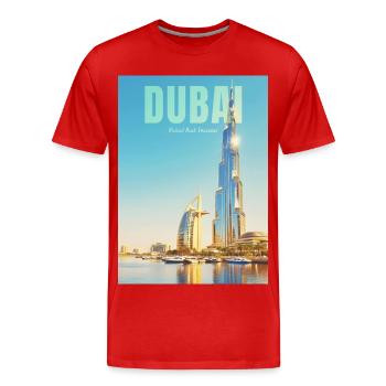 Horizon de Dubaï – Métropole du désert - T-shirt bio Premium Homme - rouge - Devant - Damien (186cm)