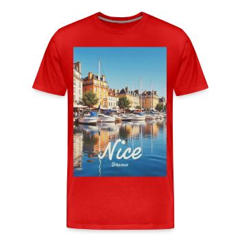Nice Hafen von Nizza - Männer Premium Bio T-Shirt - Rot - Vorne - Damien (186cm)