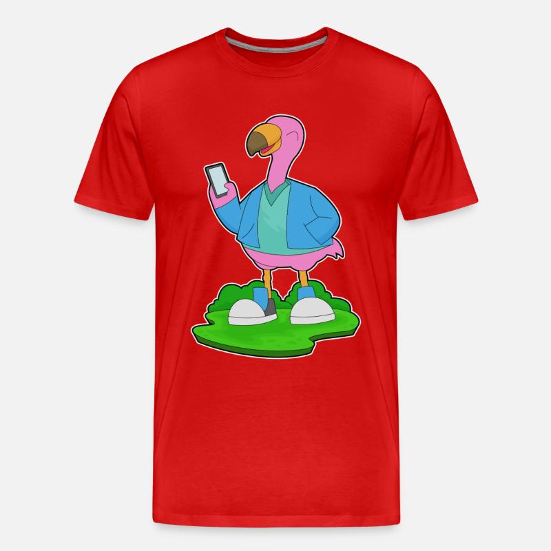 Flamingo Handy - Männer Premium Bio T-Shirt - Rot