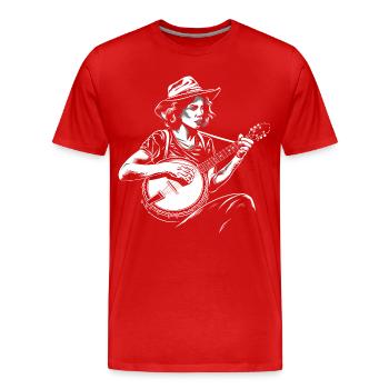 Banjo Player Sketch - Men's Premium Organic T-Shirt - red - Front - Damien (186cm)