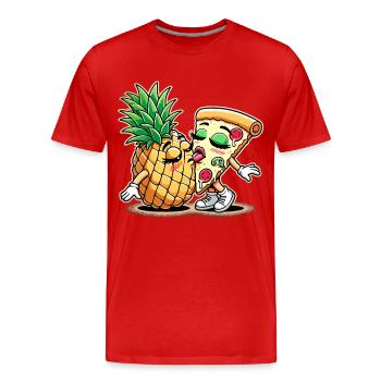 Pizza Hawaii Kuss Liebe Beziehung witzig Geschenk - Männer Premium Bio T-Shirt - Rot - Vorne - Damien (186cm)