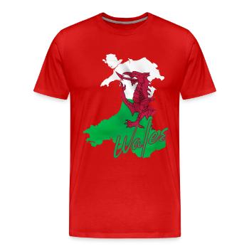 Flagge von Wales, walisischer Stolz - Männer Premium Bio T-Shirt - Rot - Vorne - Damien (186cm)