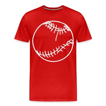 Baseball Ball Skizze - Männer Premium Bio T-Shirt - Rot - Vorne - Damien (186cm)