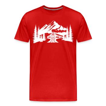 Chemin de fer - T-shirt bio Premium Homme - rouge - Devant - Damien (186cm)