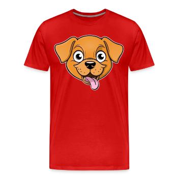 Image joyeuse de la tête d’un chien - T-shirt bio Premium Homme - rouge - Devant - Damien (186cm)