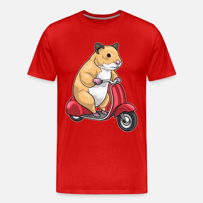 Hamster Motorroller - Männer Premium Bio T-Shirt - Rot