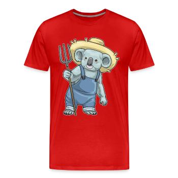 Koala Landwirt Mistgabel Bauernhof - Männer Premium Bio T-Shirt - Rot - Vorne - Damien (186cm)