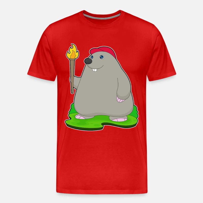 Maulwurf Fackel - Männer Premium Bio T-Shirt - Rot
