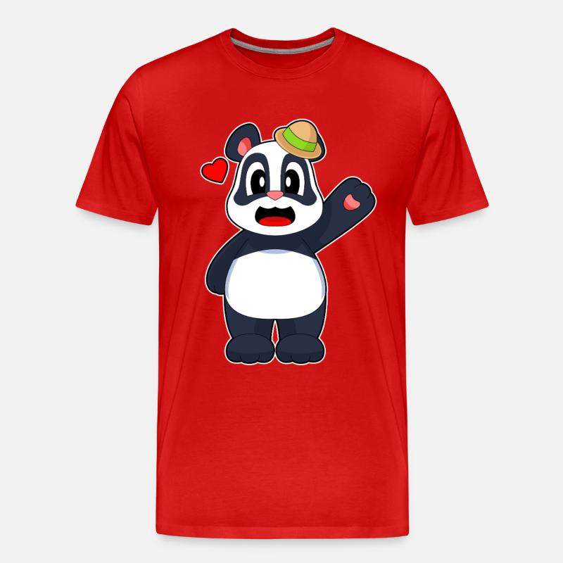 Panda Hut - Männer Premium Bio T-Shirt - Rot