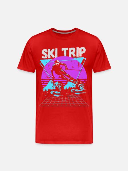 Retro Ski Trip Neon Graphic - Men's Premium Organic T-Shirt - red