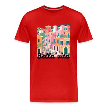 Village coloré méditerranéen en terrasse - T-shirt bio Premium Homme - rouge - Devant - Damien (186cm)
