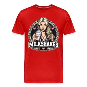 Milchshake blonde Frau Blondine Geschenk - Männer Premium Bio T-Shirt - Rot - Vorne - Damien (186cm)