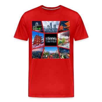 Tokyo, Japon, Asie, Collage, Horizon, Ville, Métropole - T-shirt bio Premium Homme - rouge - Devant - Damien (186cm)