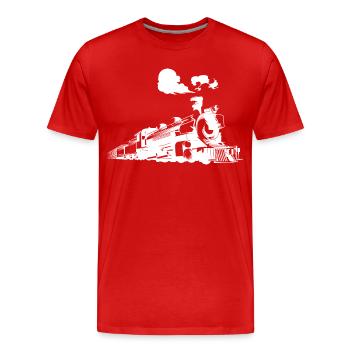 Steam locomotive - Men's Premium Organic T-Shirt - red - Front - Damien (186cm)
