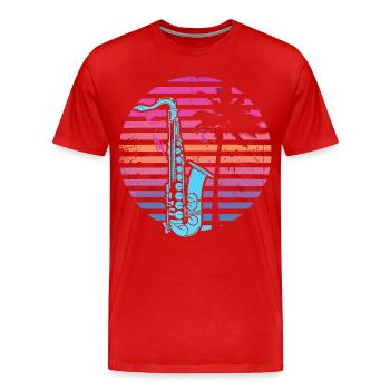 90er Jahre Saxophon - Männer Premium Bio T-Shirt - Rot - Vorne - Damien (186cm)