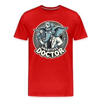 Smartass Doctor Elephant Funny Gift - Men's Premium Organic T-Shirt - red - Front - Damien (186cm)