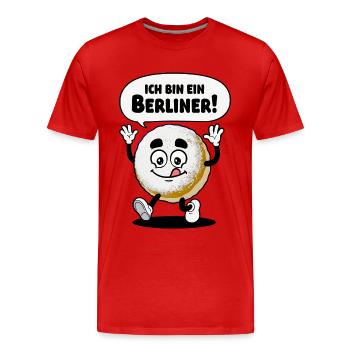 Lustiges Ich bin ein Berliner Pfannkuchen Design - Männer Premium Bio T-Shirt - Rot - Vorne - Damien (186cm)