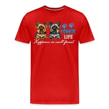 Yorkie-Welpen - Männer Premium Bio T-Shirt - Rot - Vorne - Damien (186cm)
