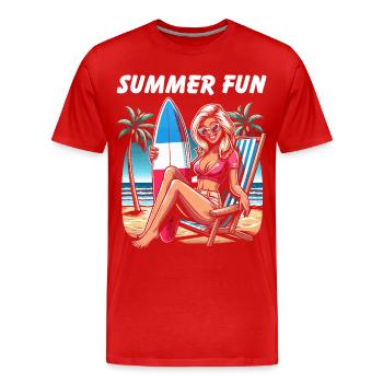 Sommer Strand Haute Couture - Männer Premium Bio T-Shirt - Rot - Vorne - Damien (186cm)