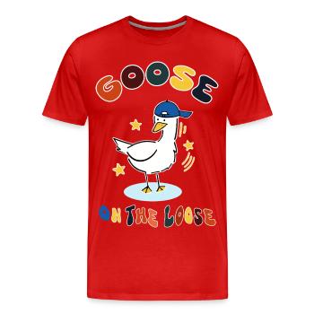 goose on the loose - Men's Premium Organic T-Shirt - red - Front - Damien (186cm)