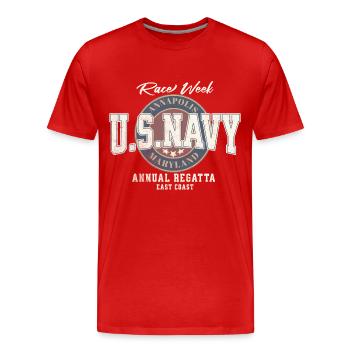 Design U.S. Navy Annapolis Regatta - T-shirt bio Premium Homme - rouge - Devant - Damien (186cm)