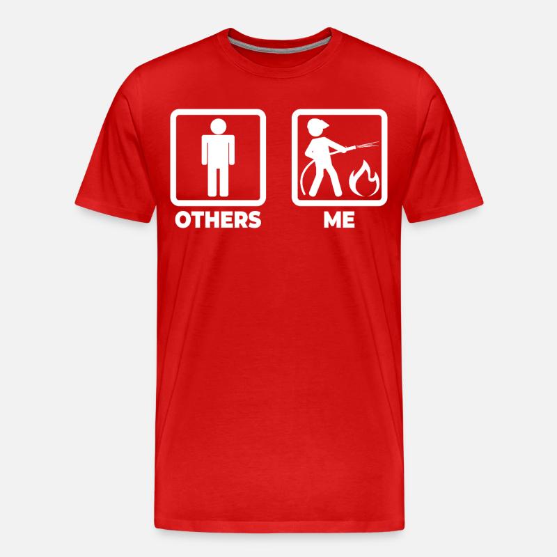 Feuerwehr Strichmännchen - Männer Premium Bio T-Shirt - Rot